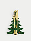 Lot de 4 porte-couverts à motif sapin de Noël