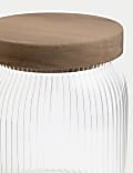 Small Ribbed Glass Storage Jar