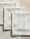 Lot de 4&nbsp;serviettes de table 100&nbsp;% coton avec imprimé xylographié