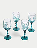 Set of 4 Summer Resort Picnic Wine Glasses