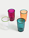 Set of 4 Ikat Brights Picnic Hi Ball Glasses