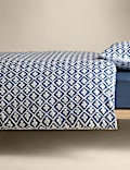 Parure de lit en coton mélangé à motif tuile de style géométrique