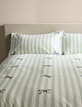 Pure Cotton Embroidered Bow Striped Bedding Set