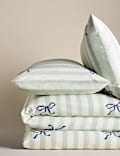 Pure Cotton Embroidered Bow Striped Bedding Set