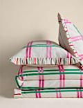 Pure Brushed Cotton Checked Ruffle Bedding Set