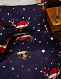 Parure de lit en polaire à motif renne ornée de pompons