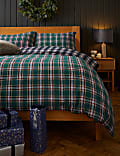 Pure Brushed Cotton Woven Checked Bedding Set