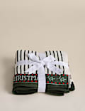2pk Pure Cotton Merry Christmas Tartan Hand Towels
