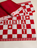 Pack de 2 toallas de mano navideñas 100 % algodón con texto “Santa Baby”