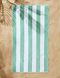 Serviette de plage 100 % coton à rayures, résistante au sable