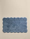 Pure Cotton Scalloped Bath Mat