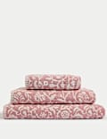 Serviette 100&nbsp;% coton à motif fleuri façon bois