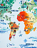 Pure Cotton Map of the World Round Towel