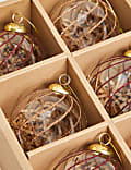 6pk Glitter Stripe Glass Baubles