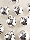 9pk Silver Shatterproof Disco Ball Baubles