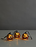 3pk Halloween Pumpkin Light Up Baubles