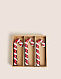 3pk Glass Hanging Candy Cane Decorations