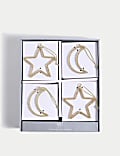 4pk Gold Moon & Stars Hanging Decorations