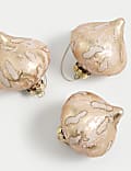 3pk Gold Glass Marbled Baubles