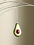 Green Glass Hanging Avocado Bauble