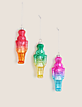 3 Pack Glass Hanging Nutcracker Decorations
