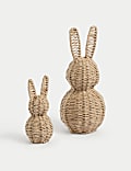 Set van 2 decoratieve konijnen van raffia