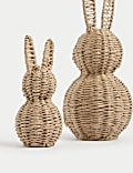 Set van 2 decoratieve konijnen van raffia