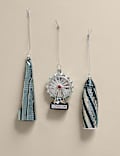 Set van 3 hangende, glitterende decoraties met bezienswaardigheden uit Londen