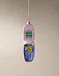 Glass Hanging Flip Phone Decoration
