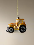 Glass Hanging Tractor Decoration