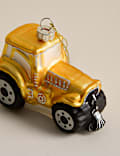 Glass Hanging Tractor Decoration