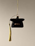 Glass Hanging Graduation Hat Decoration