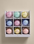 9pk Pastels Metallic Glass Baubles