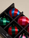 6pk Striped Shatterproof Baubles