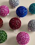 9pk Multicoloured Tinsel Baubles