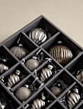 Set van 20 zilvergrijze kerstballen van glas