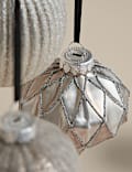 20pk Silver Grey Glass Baubles