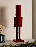 Red Flocked Wood Nutcracker Room Decoration