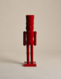 Red Flocked Wood Nutcracker Room Decoration