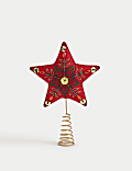Red Felt Embroidered Star Tree Topper