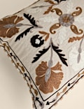 Coussin 100 % coton brod&eacute; fleuri