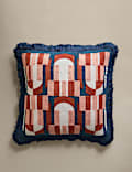 Pure Cotton Embroidered Fringe Cushion