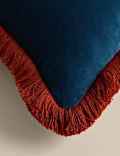 Pure Cotton Velvet Fringe Bolster Cushion