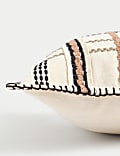 Pure Cotton Grid Embroidered Bolster Cushion