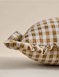 Chenille Woven Gingham Bolster Cushion