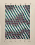 Pure Cotton Geometric Knitted Tassel Throw