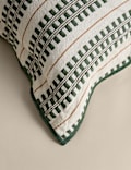 Pure Cotton Embroidered Grid Bolster Cushion