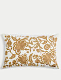 Coussin en lin mélangé à motif brodé