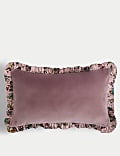 Velvet Ruffle Trim Bolster Cushion
