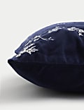Velvet Cherry Blossom Embroidered Cushion